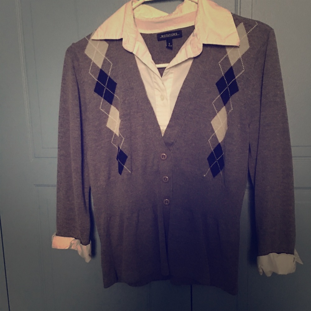Grey preppy style sweater